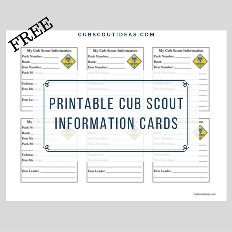 Free Printable Cub Scout Information Cards Cub Scout Ideas