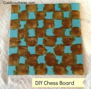 chess board with etching cream