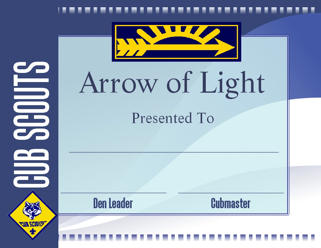 cub scout arrow of light certificate