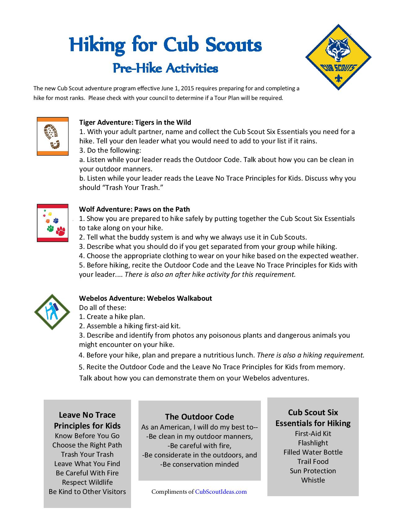 Cub Scout Hiking: What to do before you go