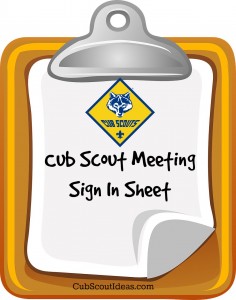 attendance sheet for Cub Scouts
