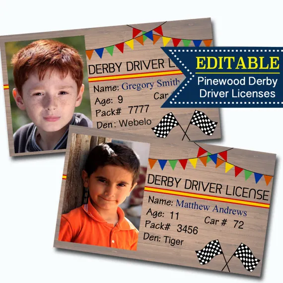 pinewood derby driver's license
