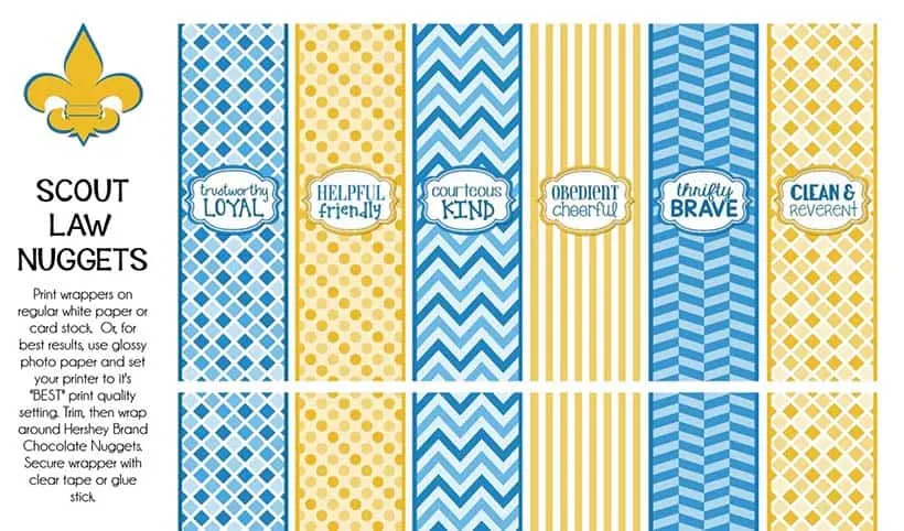 scout law candy wrapper printable