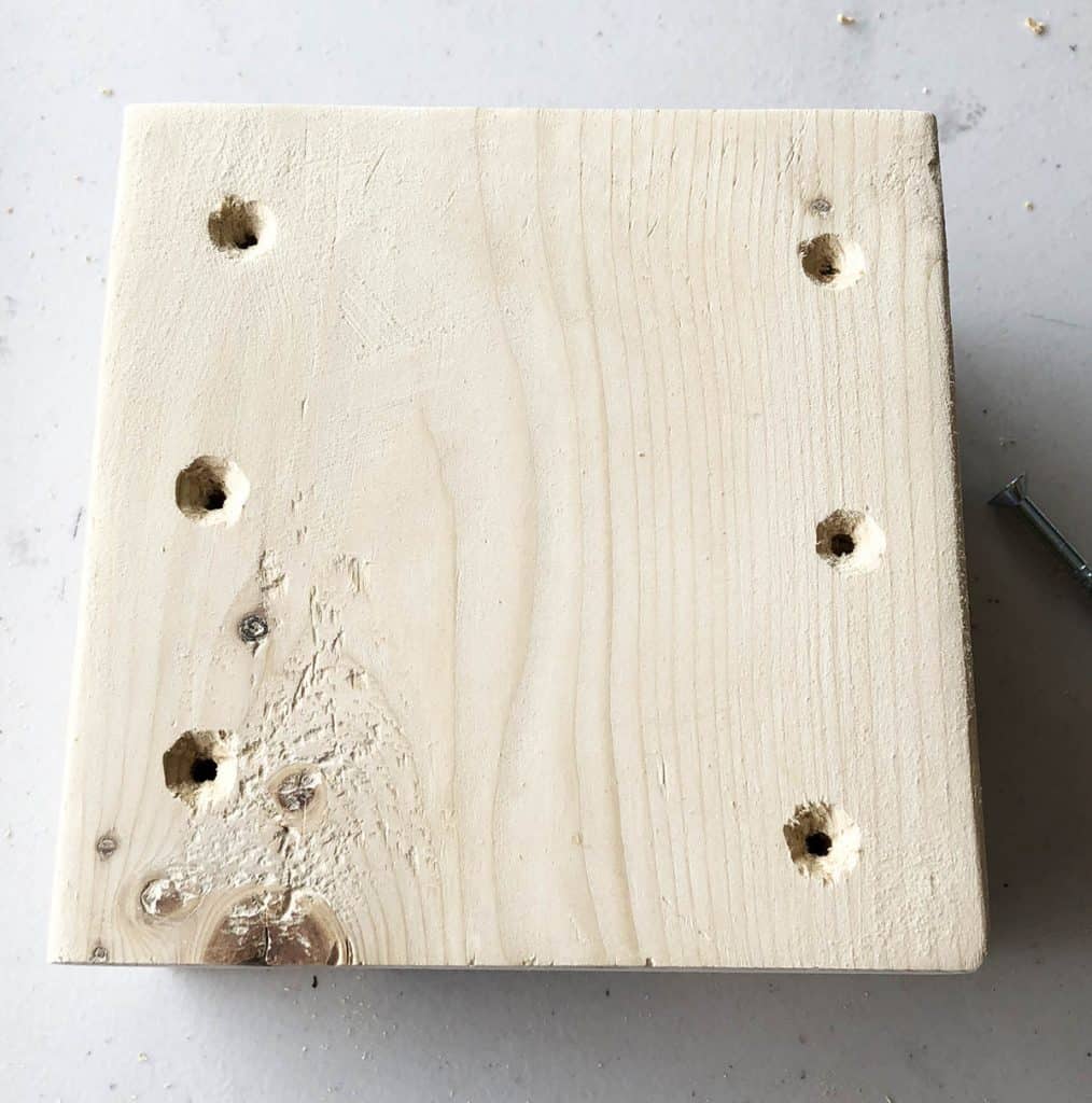 countersink screw holes for handmade wooden candy dispenser
