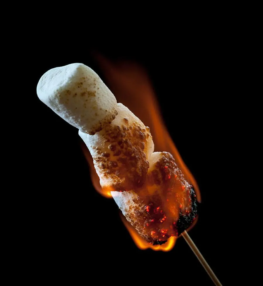 burning marshmallow