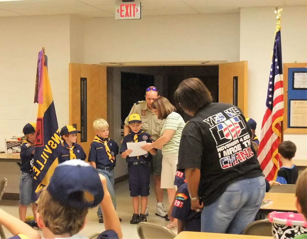 cub scout flag ceremony helping caller