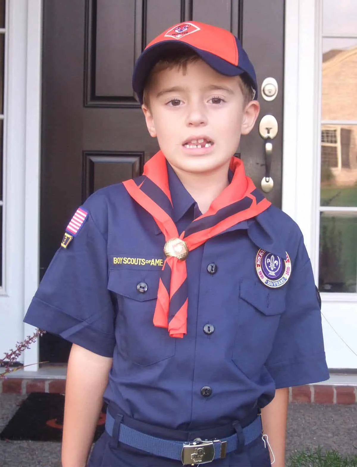 tiger cub scout wearing uniform
