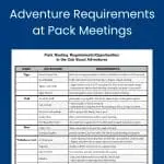 Cub Scout requirements at pack meetings