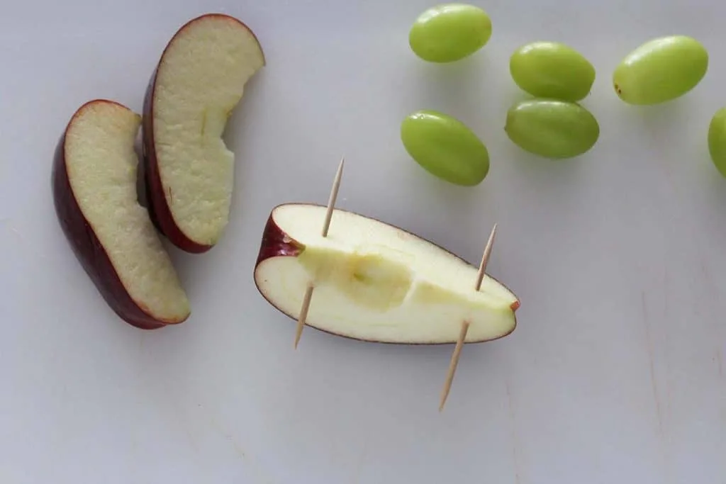 apple healthy pinewood derby snacks toothpick placement