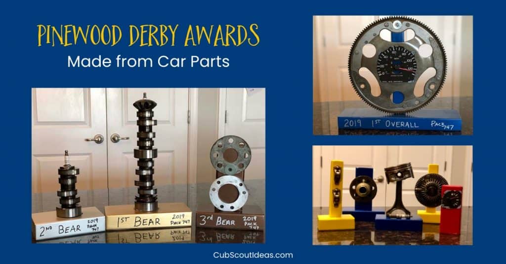 Pinewood Derby Awards Made from Car Parts
