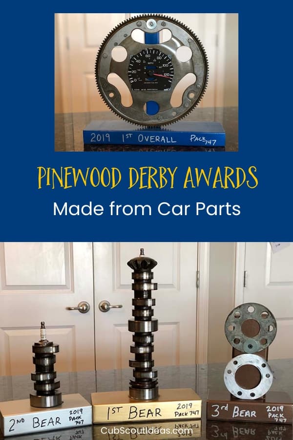 Pinewood Derby Awards Made from Car Parts