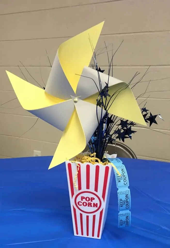 carnival blue and gold centerpieces