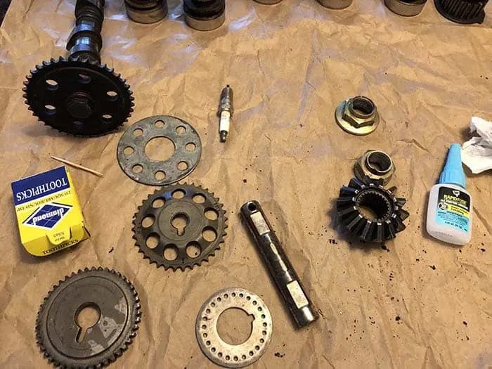 putting together pinewood derby awards made from old car parts
