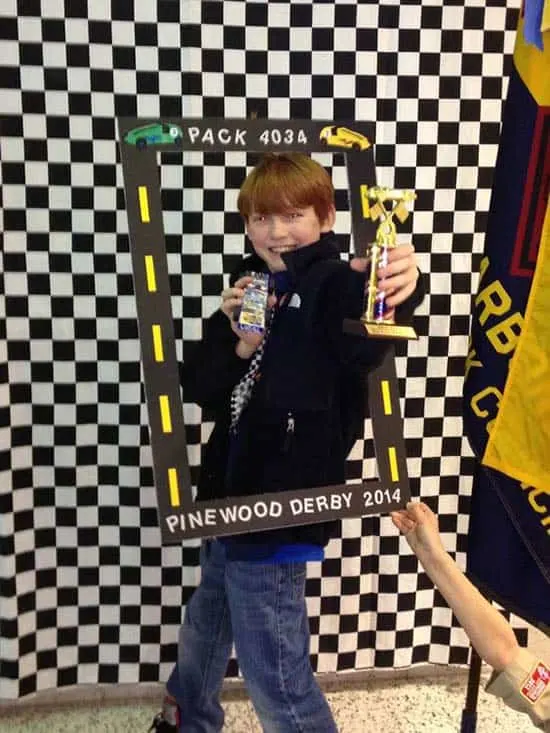 photo frame for Cub Scout pinewood derby