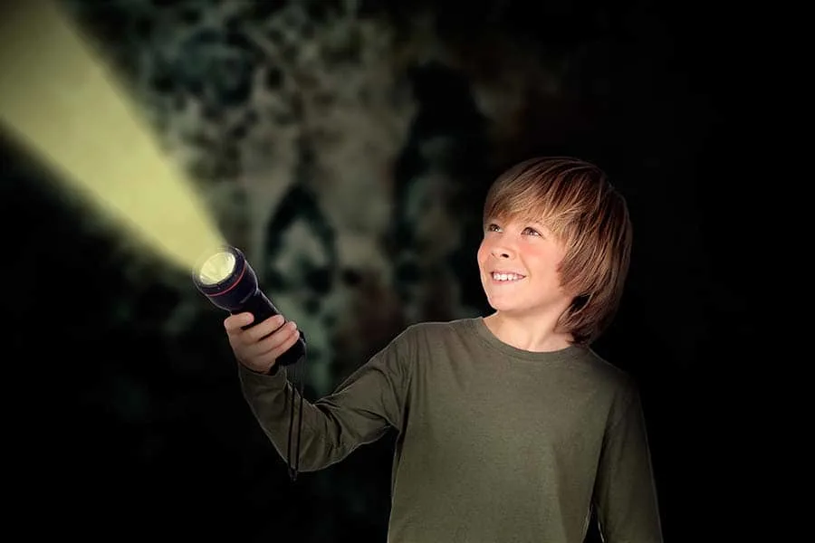 boy with flashlight