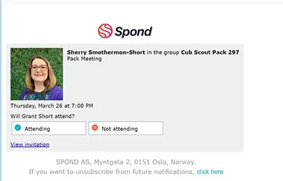 spond email event