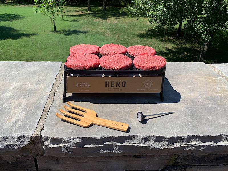 burgers on hero grill