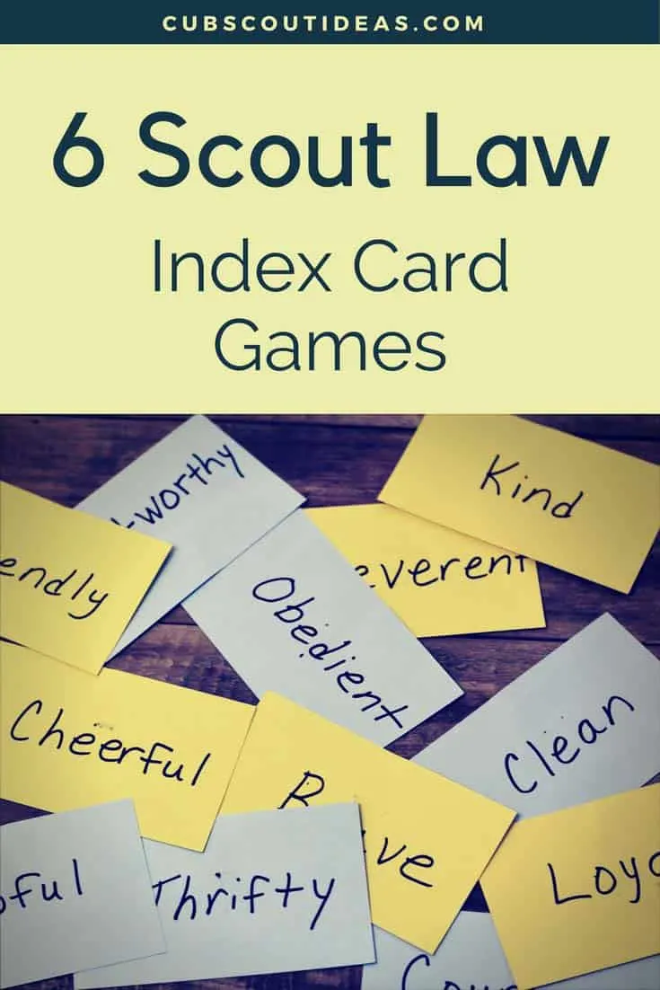Scout Law Fun Index Card Games