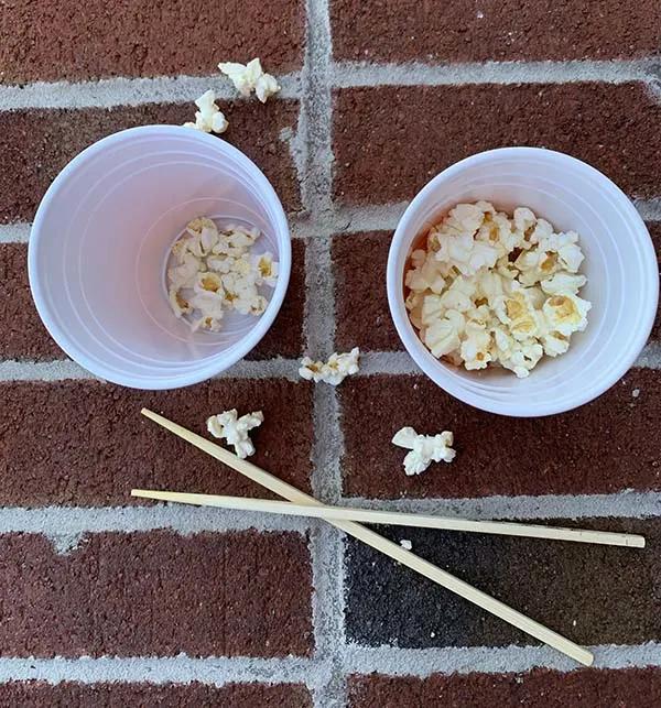 supplies for popcorn chopstick game