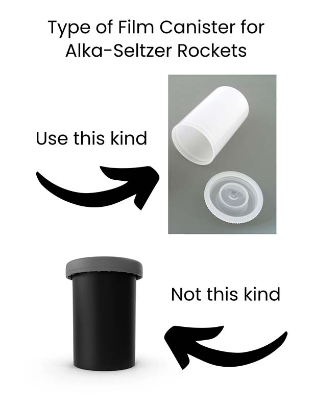 type of film canister for antacid rockets